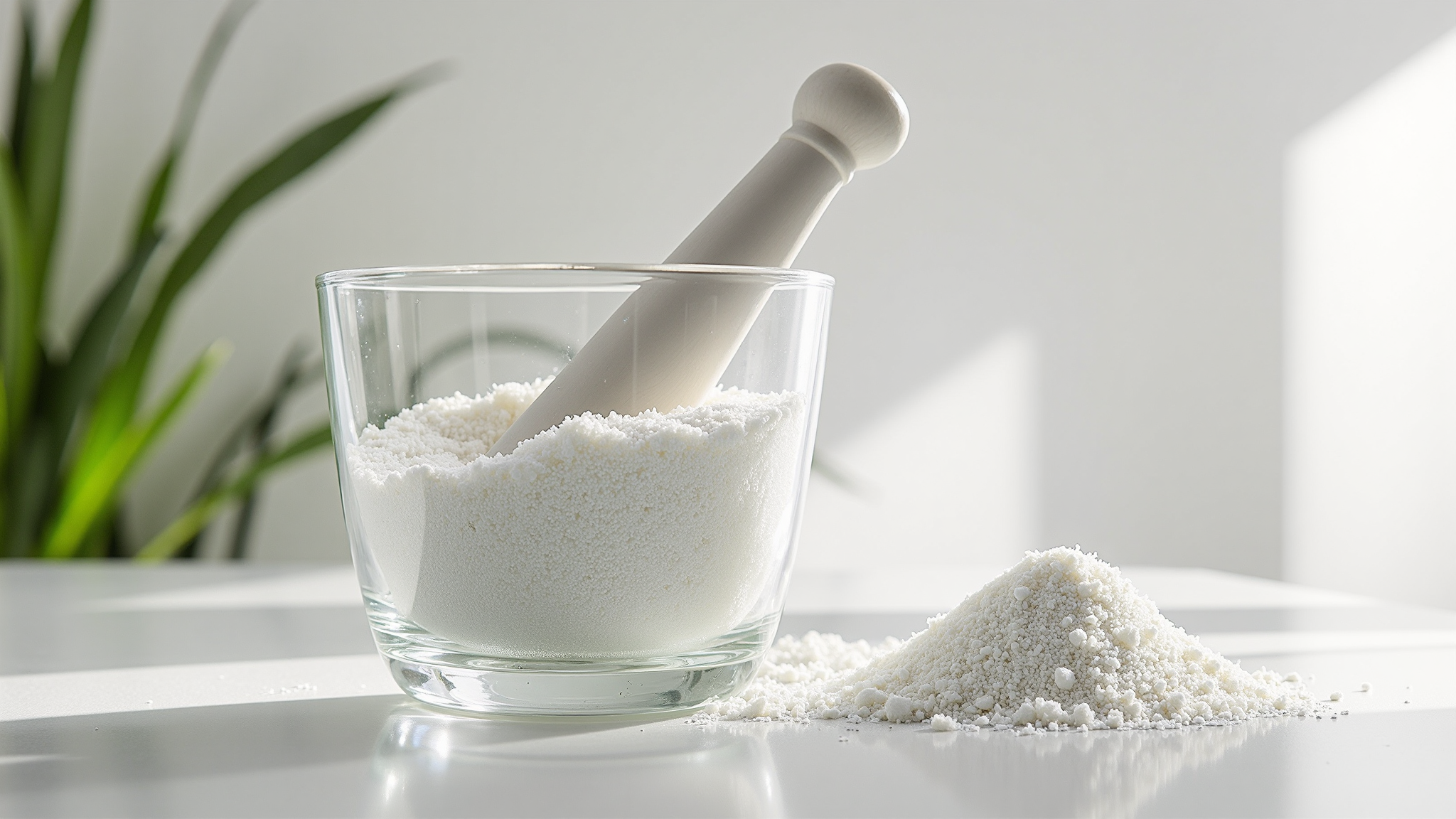 Premium white xylitol powder close-up